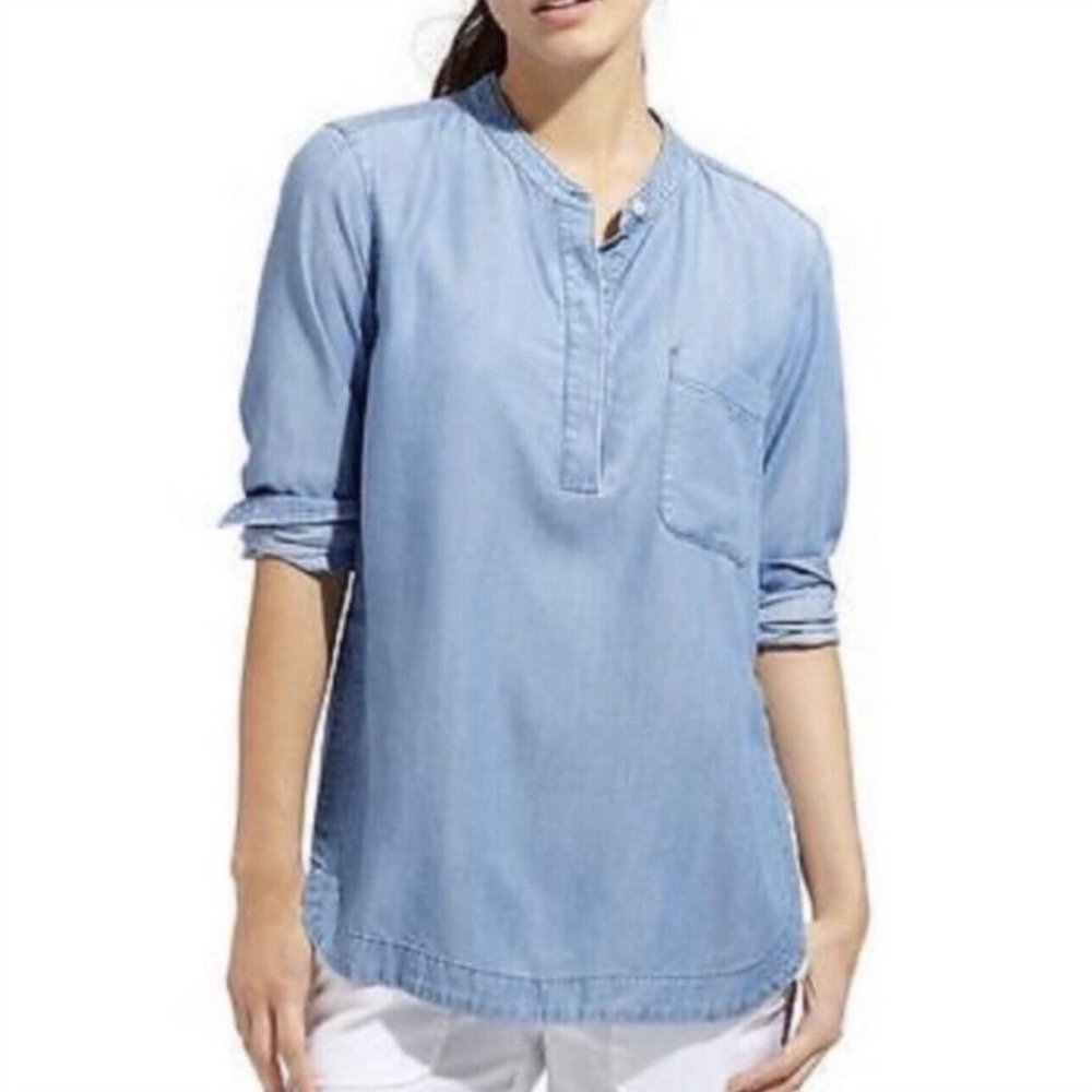 Athleta Chambray Tencel Popover Shirt Womens Size Small